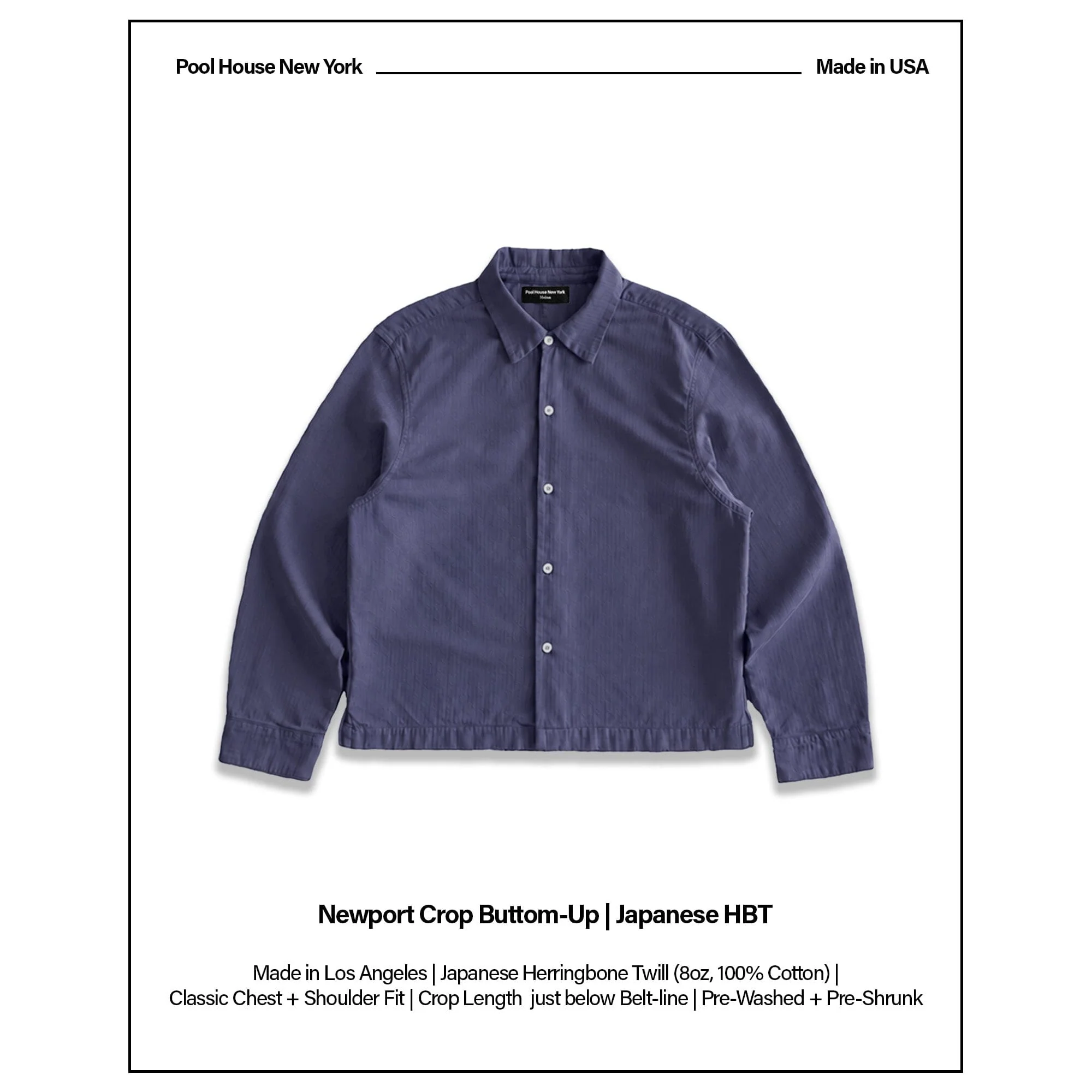 Newport Crop Button-Up II | Japanese Herringbone Twill - Image 2